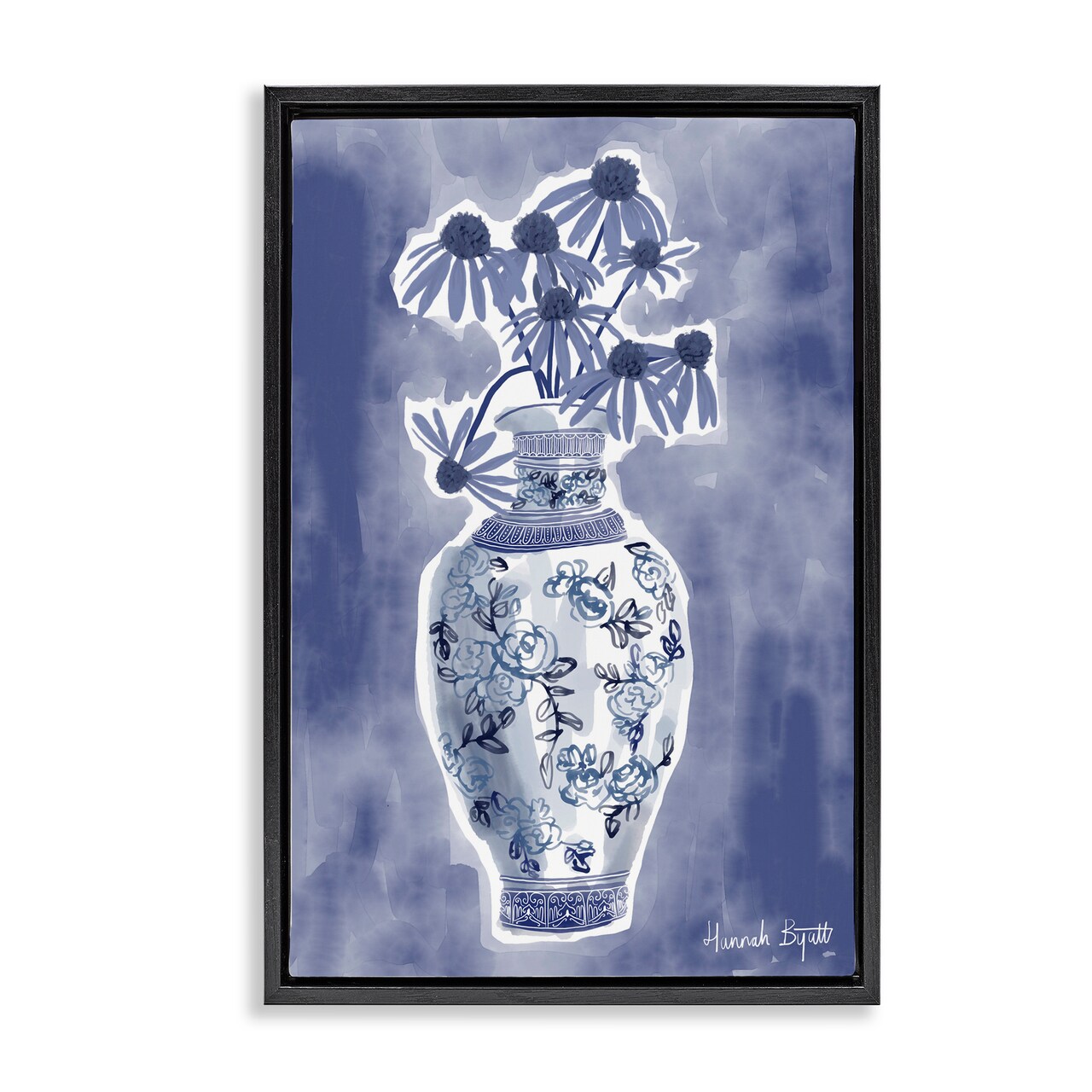 Stupell Industries Chinoiserie with Black Eyed Susans Floating Frame, design by Hannah Byatt